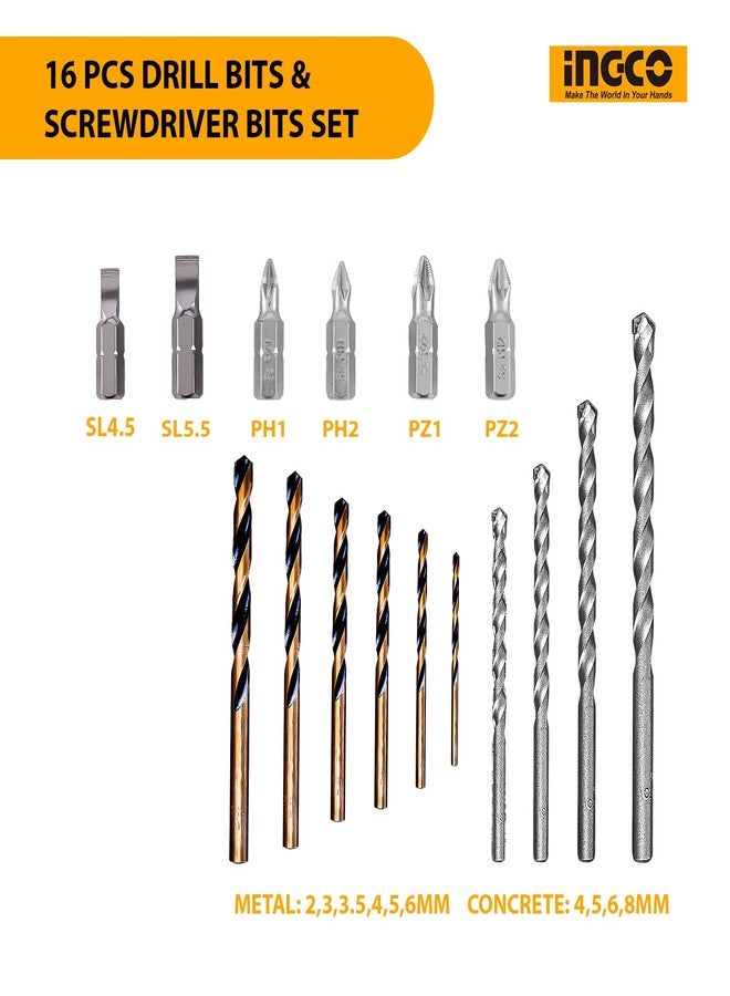 Ingco 16PCS Drill Bits Set & Screwdriver Bits Set (AKSDB9165) - Image 3